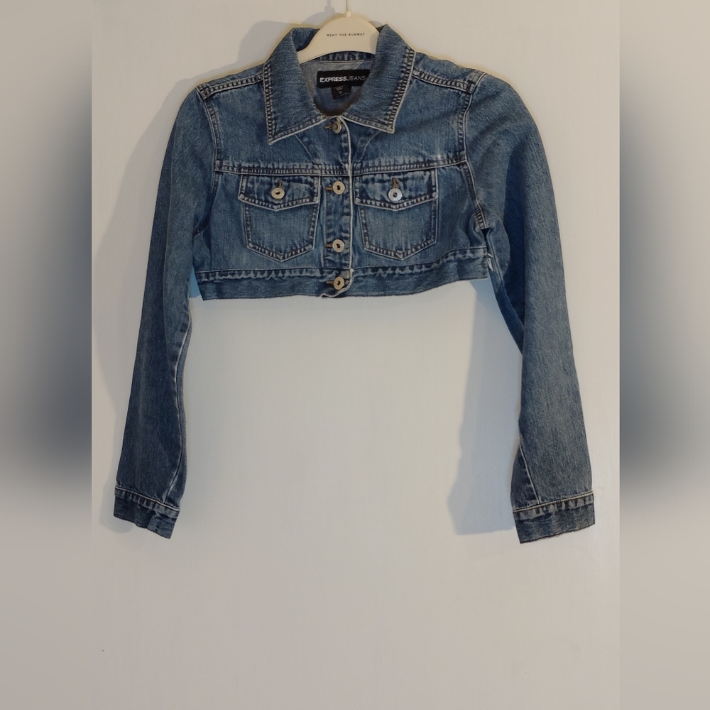 Express Cropped Blue Jean Jacket - Picture 1 of 4